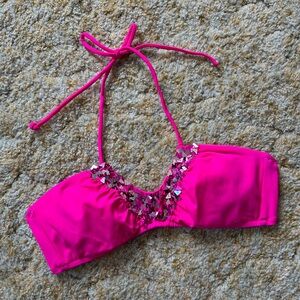 Hot Pink Sequined Bikini Top